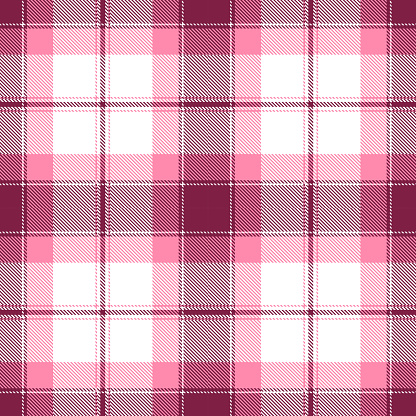 Pink, purple and white Scottish tartan plaid seamless textile pattern background.