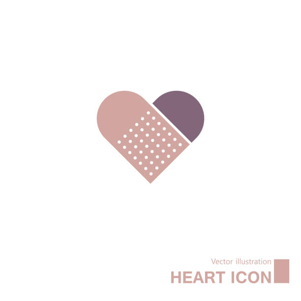 Band-aid and heart-shaped symbols. Band-aid and heart-shaped symbols. adhesive bandage stock illustrations