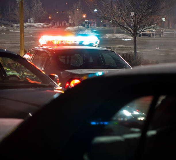 Police Investigation at Night stock photo