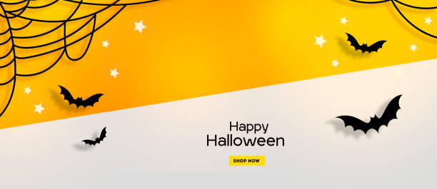 istock Discount poster with holiday characters characters, spider web 1176787569