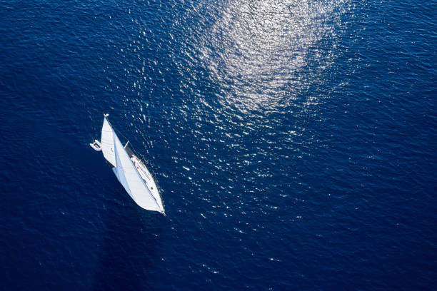 istock Sailing with sailboat, view from drone 1176788134