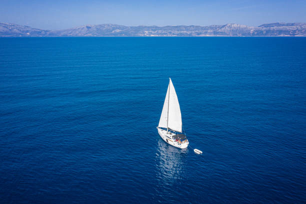 istock Sailing with sailboat, view from drone 1176788143