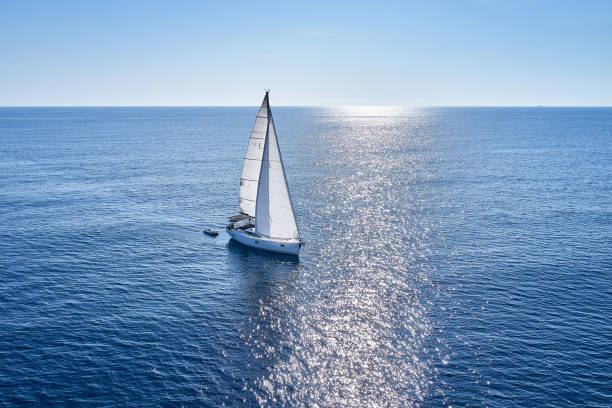 istock Sailing with sailboat, view from drone 1176788195