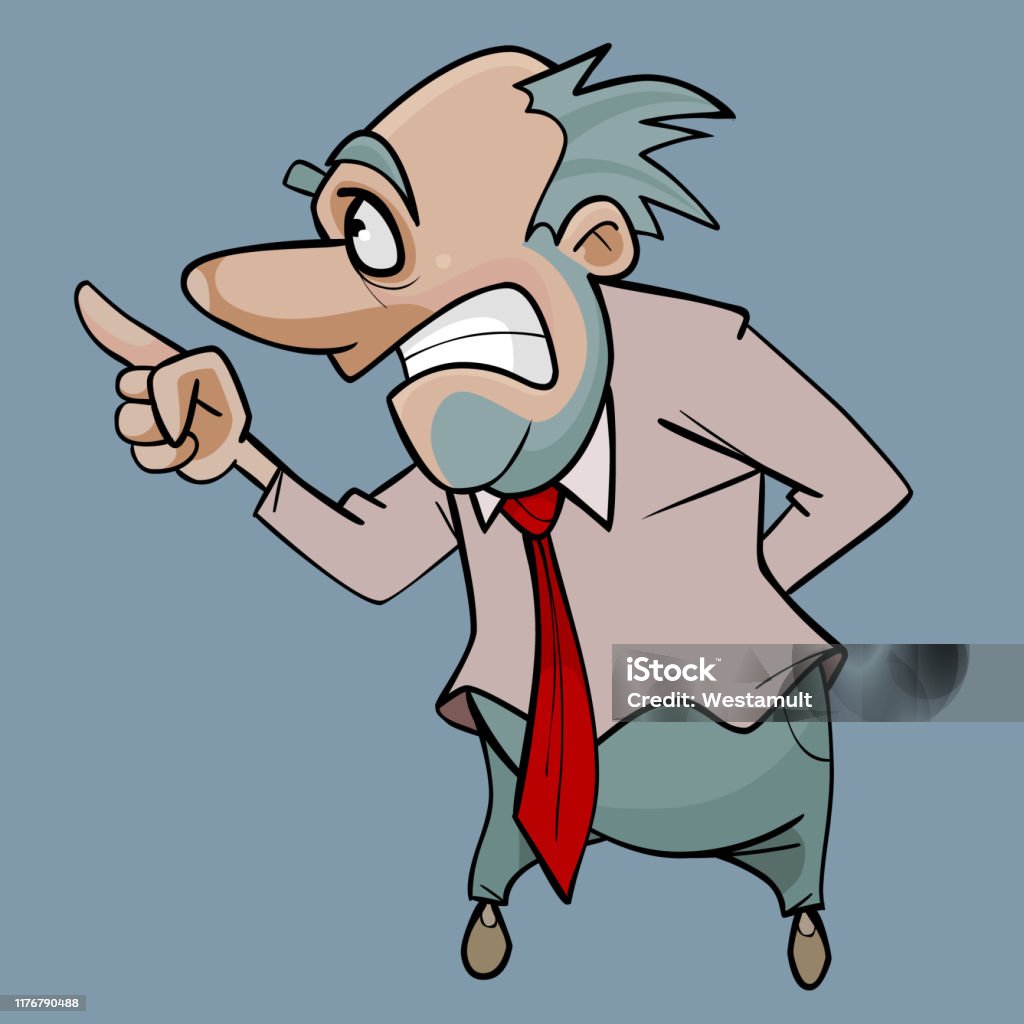 Cartoon Angry Man Strictly Threatens With A Finger Stock Illustration -  Download Image Now - Teacher, Serious, Finger - iStock