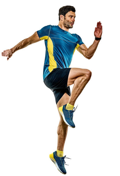 istock mature man running runner jogging jogger isolated white background 1176791849