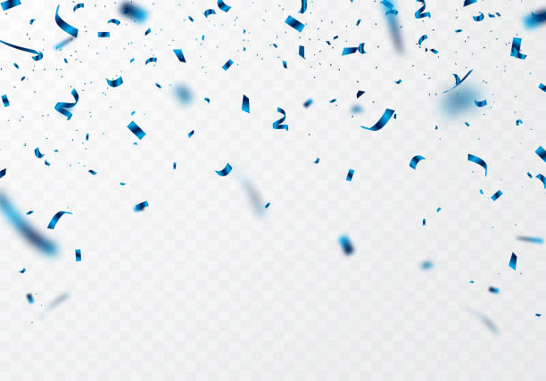 Print The blue ribbon and confetti can be separated from a transparent background for decorating various festivals. throwing confetti stock illustrations
