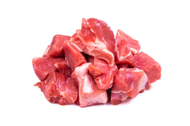 istock Fresh raw pork pieces isolated. 1176792229