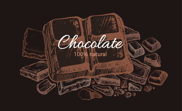 ilustraciones, imágenes clip art, dibujos animados e iconos de stock de chocolate. plantilla vectorial. fondo vintage - chocolate cocoa hot chocolate backgrounds