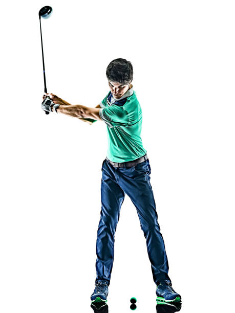 istock Man Golf golfer golfing isolated  white background 1176792570