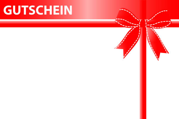 리본 독일어 크리스마스 또는 생일 바우처 배경 - coupon horizontal christmas birthday stock illustrations