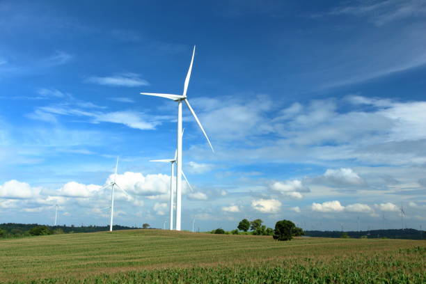 istock Wind turbine farm on agricultural fields 1176793635