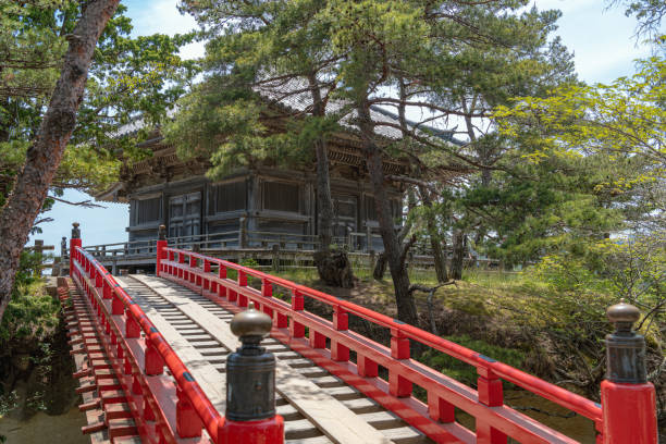 Godaido temple Matsushima, Miyagi, Japan - May 26 2019 : Godaido temple of the Matsushima of the three famous views of Japan. chan buddhism photos stock pictures, royalty-free photos & images