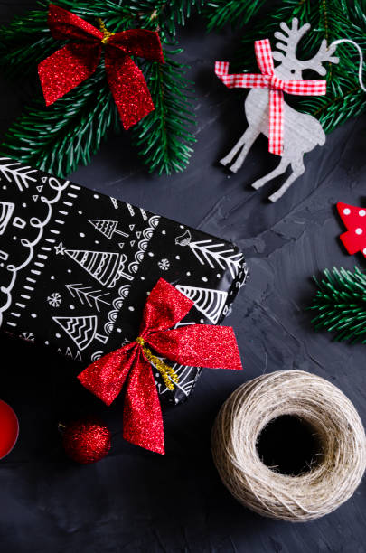 istock Christmas layout with toys, Christmas tree, tinsel and cocoa 1176804554