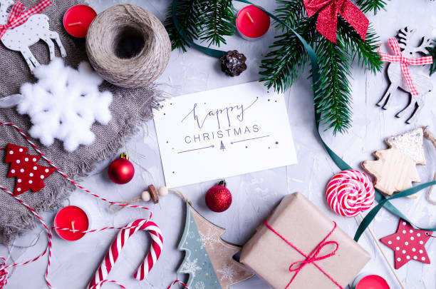 istock Christmas layout with toys, Christmas tree, tinsel and cocoa 1176804992