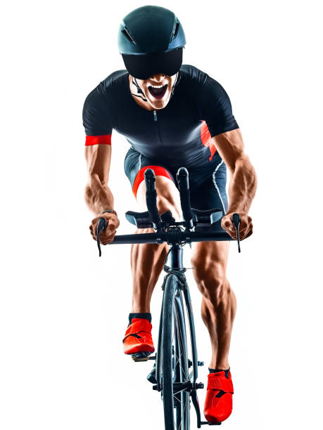 istock triathlete triathlon Cyclist cycling silhouette isolated white background 1176806260
