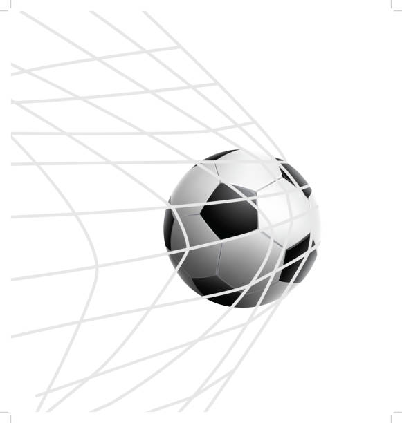 piłka nożna wektor w siatce - bramka sprzęt sportowy stock illustrations