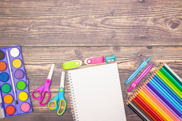 istock School concept - Different school supplies on the wooden table 1176808586