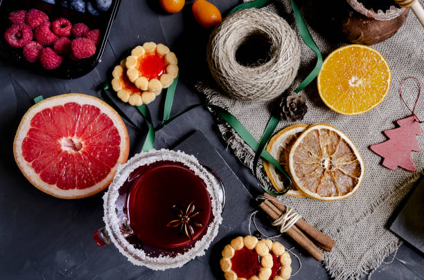 istock Christmas hot mulled wine with aromatic spices. 1176810829
