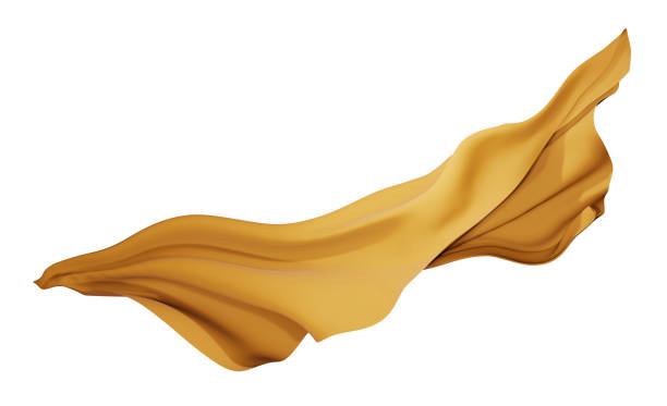 istock Gold fabric cloth flrying the wind isolated on white background with clipping path 3D render 1176814047