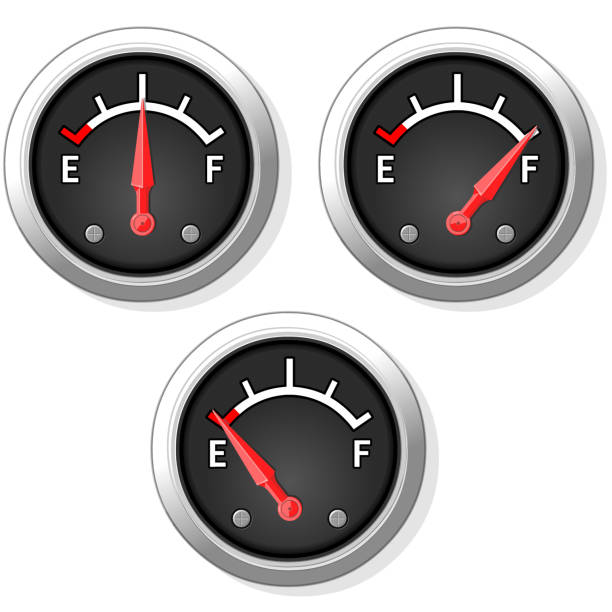 wskaźnik paliwa - gas gauge full empty stock illustrations
