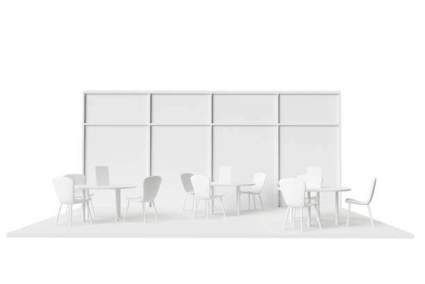 istock Modern lounge area with wi-fi mock up template 3d cafe concept on light backdrop 1176815605