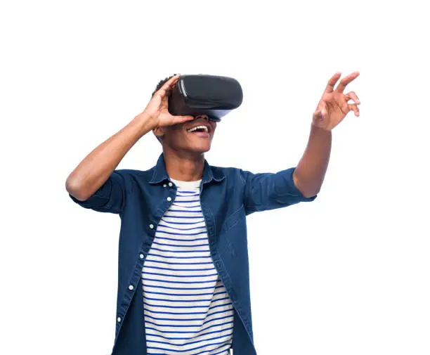 Photo of University student with a virtual reality headset