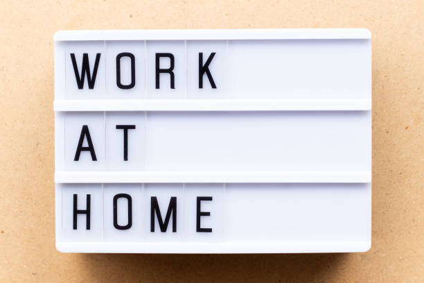 istock Lightbox with word work at home on wood background 1176817326