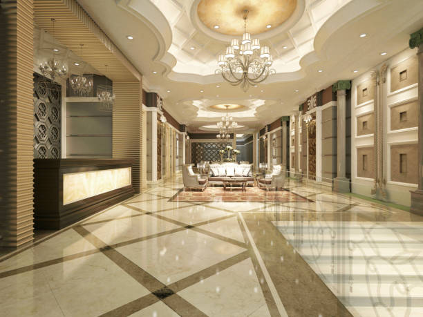 istock 3d render of luxury hotel reception hall 1176818896