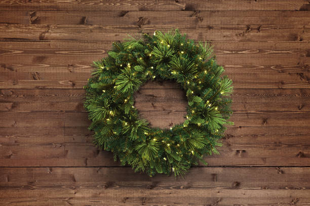 Christmas wreath on an industrial background