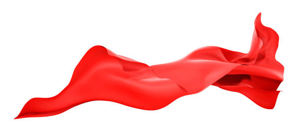 istock Red fabric cloth flrying the wind isolated on white background with clipping path 3D render 1176825235