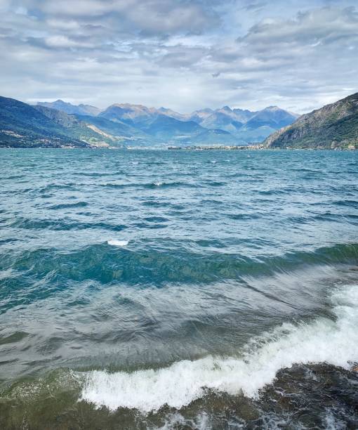 istock Beautiful mountain ranges view at Lake Como from Bellano on a windy day, Italy 1176825665