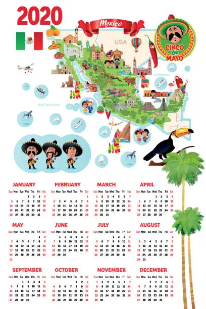 Vector illustration of MEXICO CALENDAR