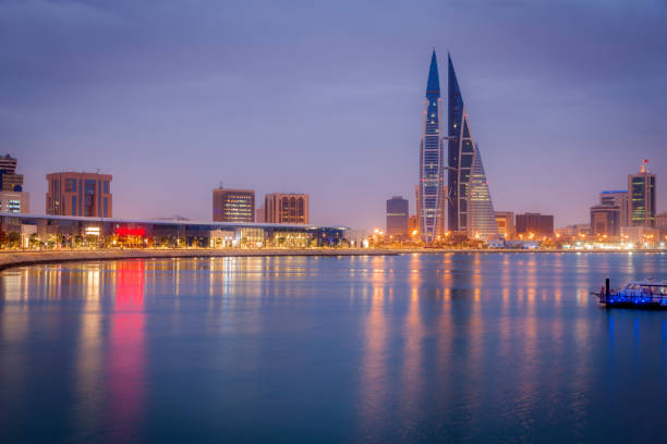 istock Modern architecture of Manama at night 1176827551