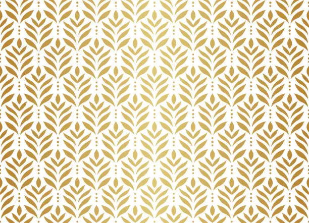 Vector illustration of Seamless Arabesque Floral Pattern. Art Deco Style Background. Vector Abstract Flower Texture.