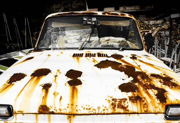 Close,up of obsolete rusty car