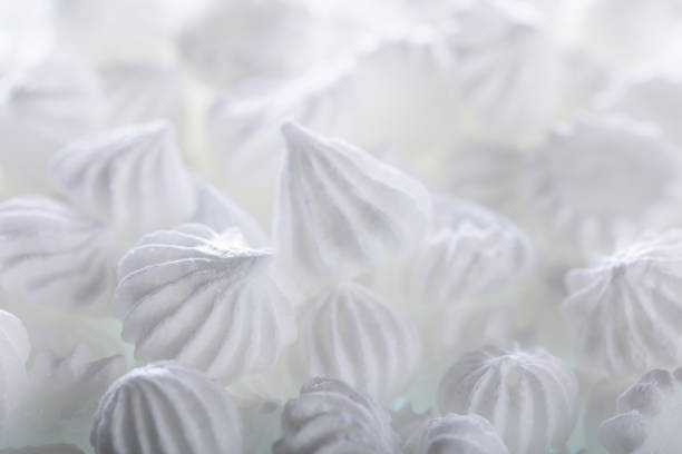 French vanilla meringue cookies, macro shot, selective focus.