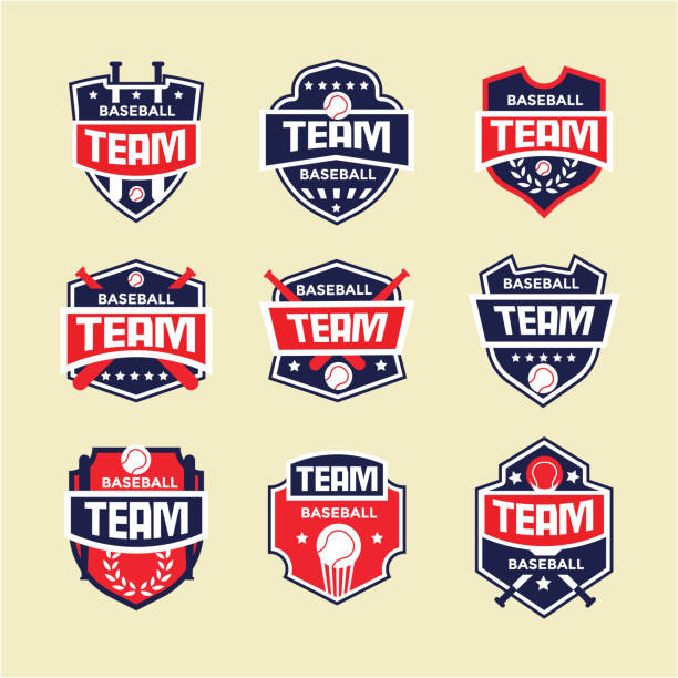 illustrazioni stock, clip art, cartoni animati e icone di tendenza di modello di design del logo del distintivo di baseball moderno - organizzazioni sportive