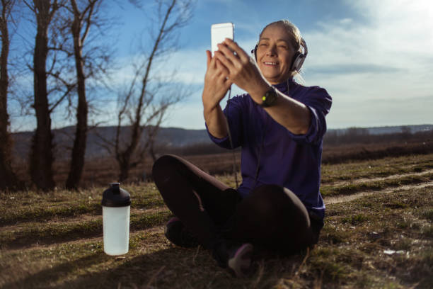 istock Woman take a selfie after training 1176843573