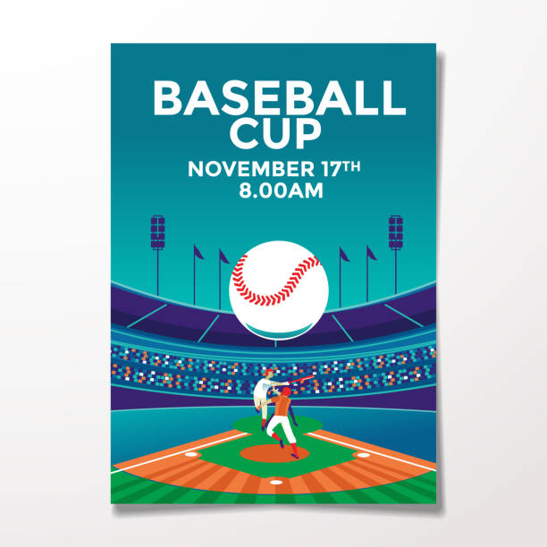 ilustrações, clipart, desenhos animados e ícones de ilustração do modelo de folheto do torneio de beisebol vintage - batting baseball player baseballs baseball