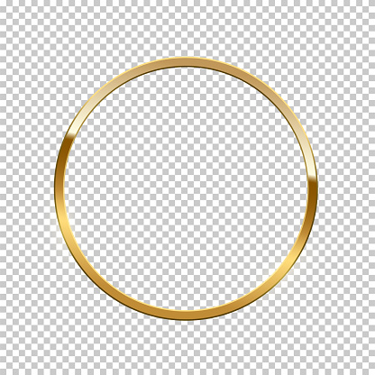 Golden ring isolated on transparent background. Vector golden frame