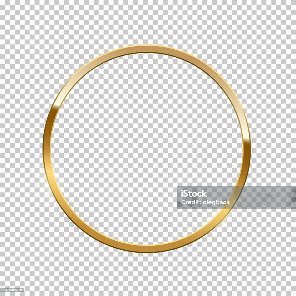 Golden ring isolated on transparent background. Vector golden frame. Golden ring isolated on transparent background. Vector golden frame Gold - Metal stock vector