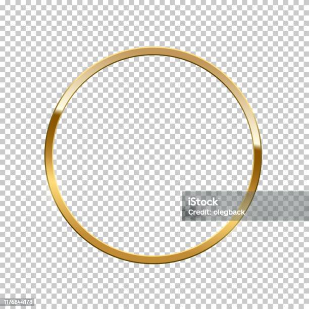 Golden Ring Isolated On Transparent Background Vector Golden Frame Stock Illustration - Download Image Now