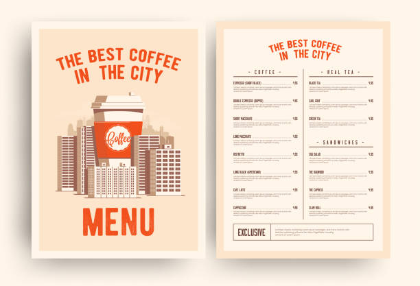 illustrazioni stock, clip art, cartoni animati e icone di tendenza di modello di menu caffetteria. illustrazione vettoriale. - menu template