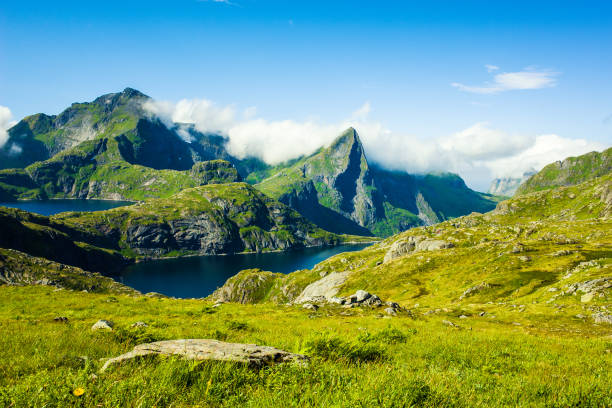 Spectacular mountain scenery of Lofoten Islands, Norway