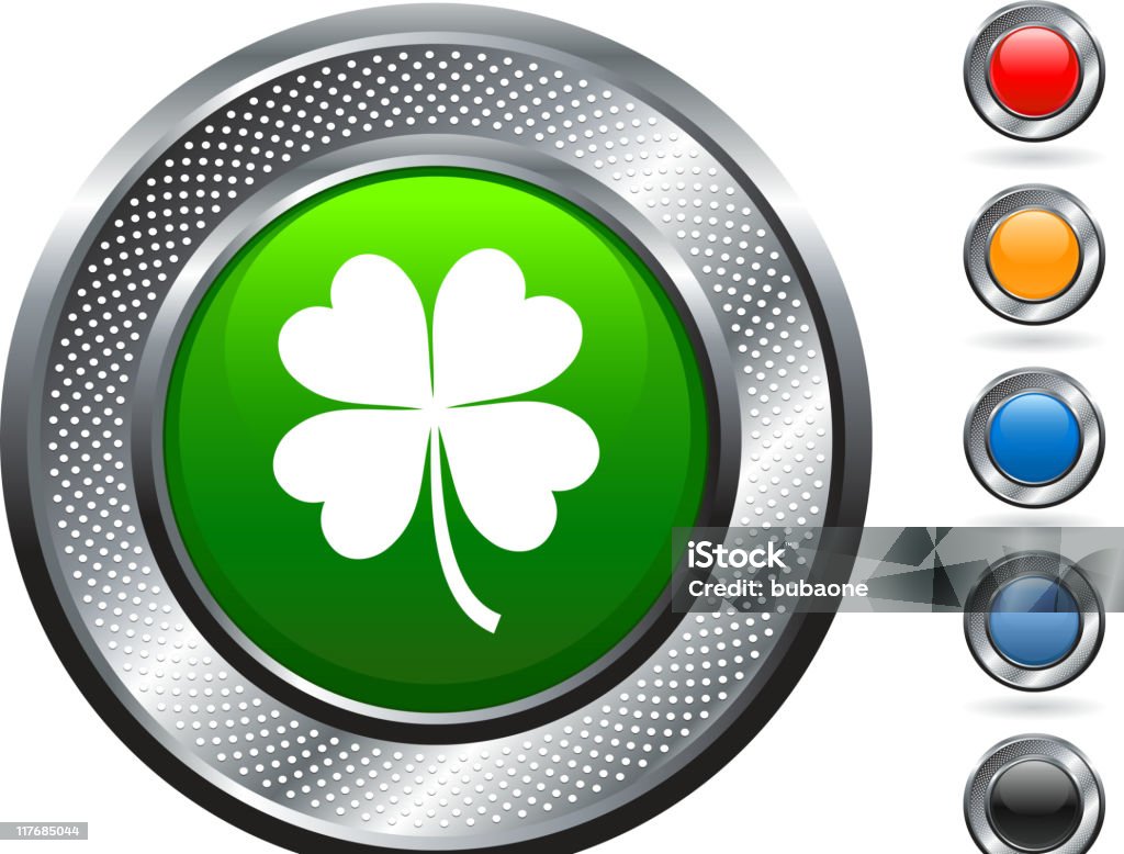 shamrock libres de derechos, arte vectorial sobre metálico botón - arte vectorial de Azul libre de derechos