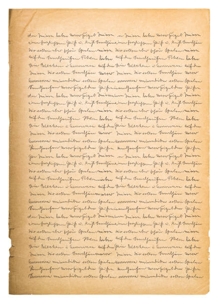 gebrauchte papierblatt handschriftliche unlesbare text vintage notebook seite - book handwriting letter old stock-fotos und bilder