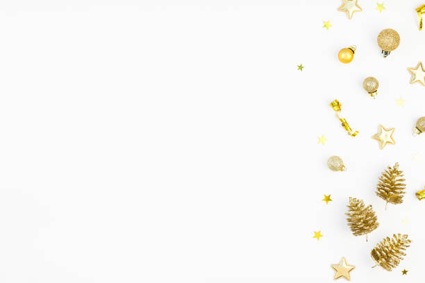 istock Christmas composition with golden decoration 1176855554