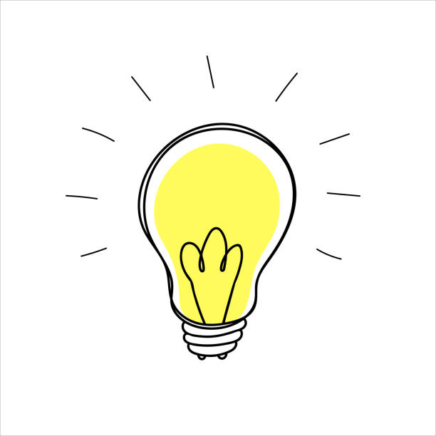 素朴な手描きのスタイルで電球落書き - light bulb inspiration ideas electricity点のイラスト素材／クリップアート素材／マンガ素材／アイコン素材