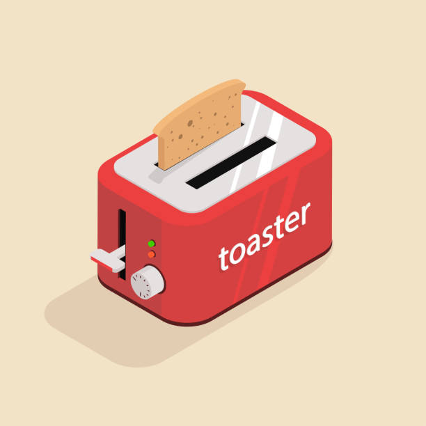 ilustrações de stock, clip art, desenhos animados e ícones de isometric image of an old retro toaster. - toaster