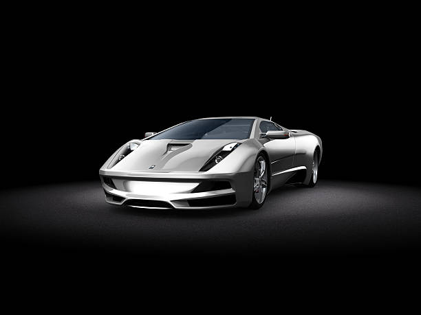 istock Silver Sports Car on dark background 117686313